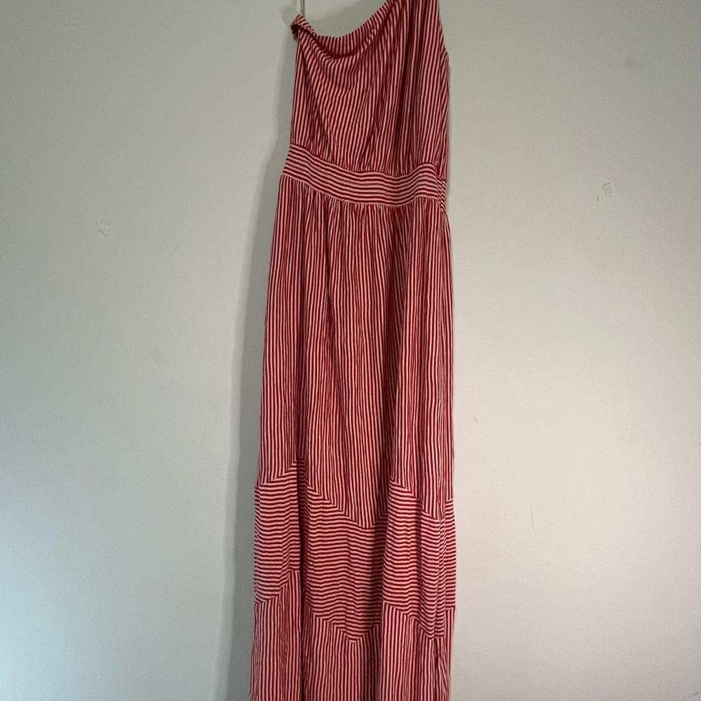 Rip Curl Red And White One Shoulder Soft Knit Max… - image 3